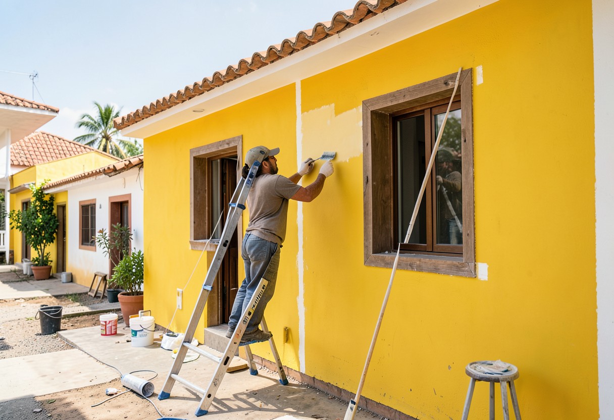 Aplicación de pintura en una vivienda